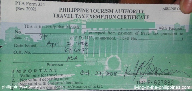 Travel Tax Exemption Certificate
